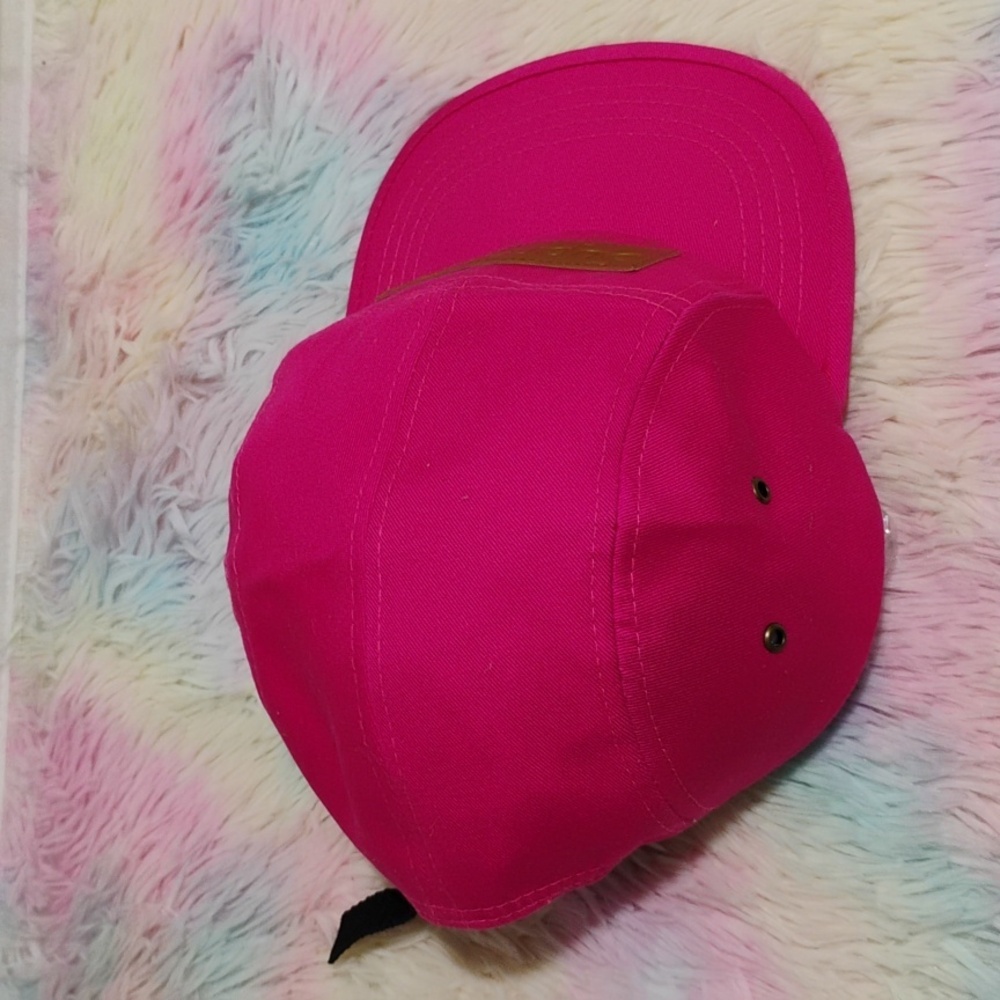 SALE! RARE Supreme Authentic Magenta Cotton Brown Leather Label Snap Closure Hat - Picture 6 of 11